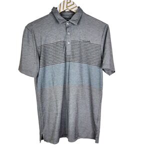 TRAVIS MATHEW‎ Polo Shirt Mens Small Gray Stripe Stretch Golf Performance